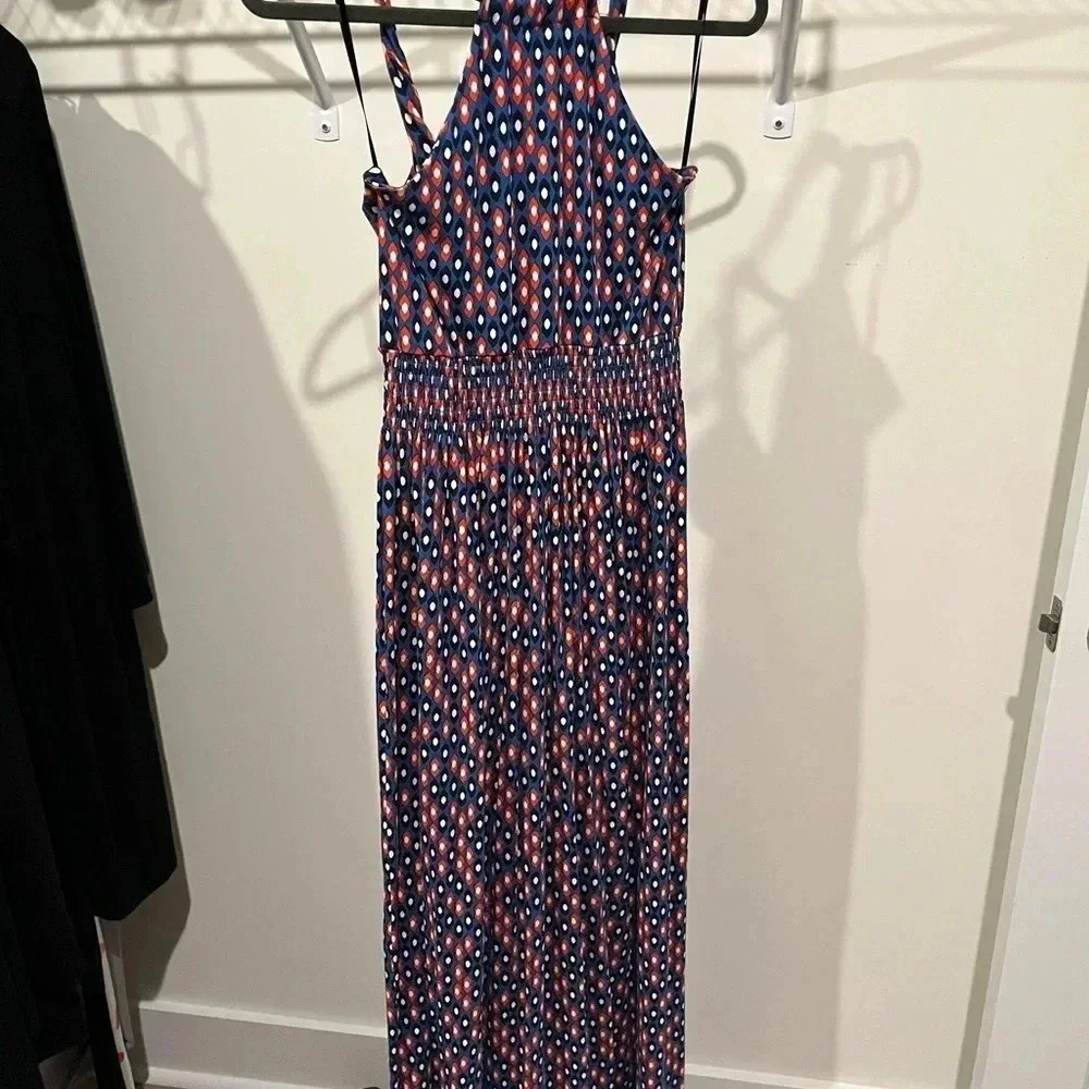 Halter neck blue and orange maxi dress - Picture 5 of 7